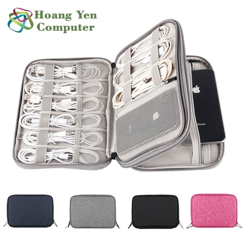 [24 x 18] Túi Đựng Phụ Kiện Điện Thoại, Pin Dự Phòng, Tích Hợp Nhiều Ngăn Đựng Cáp - BH 1 Tháng 1 đổi 1 - TÚI LỚN