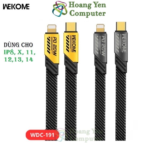 Cáp Sạc Nhanh Type C to Type C hoặc Type C to Lighting Wekome WDC-191, Wekome WDC-192 (100W, Dây Dù 1M) - BH 6 Tháng