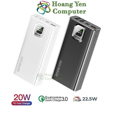 Sạc Dự Phòng Wekome WP-335 20000Mah (Sạc Nhanh QC3.0, VOOC 2.0), Tích Hợp Cáp Sạc - BH 1 Năm - Hoàng Yến Computer