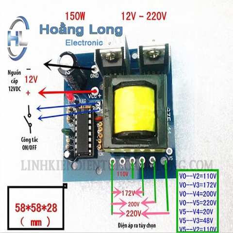 Mạch Chuyển Đổi Inverter DC-AC 12V-220VAC 150W