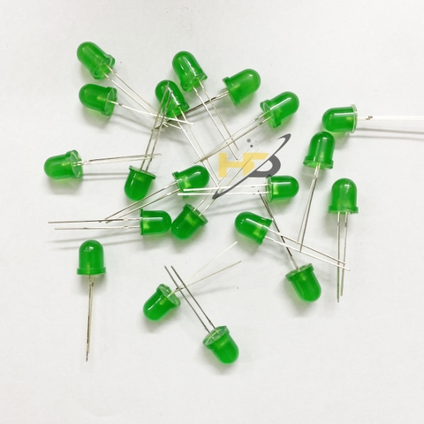 Led 8mm Đầu Tròn Màu Xanh Lá Chân 25mm