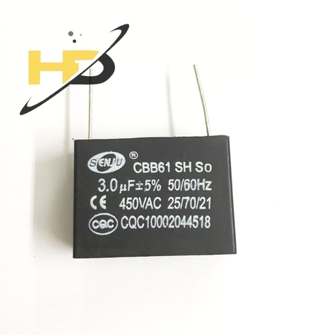 Tụ Quạt 3.0uF 450VAC SENJU CBB61 Chân Hàn