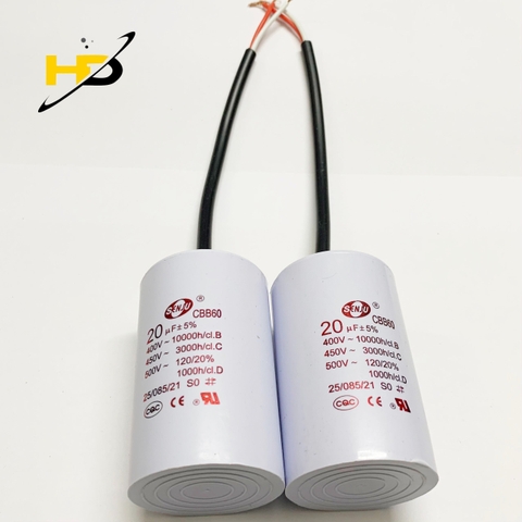 Tụ Điện Bơm Nước CBB60 20uF 450V SENJU Vỏ Trắng