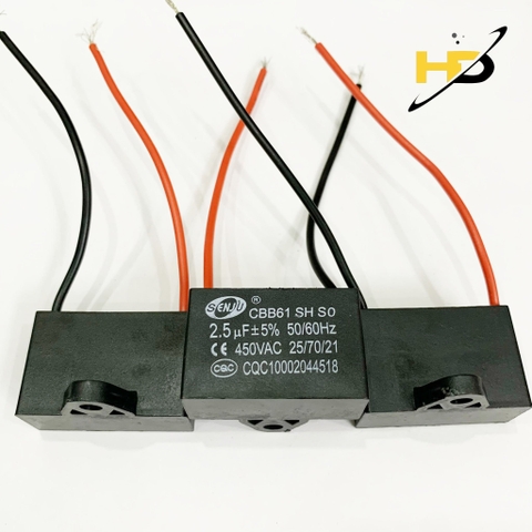 Tụ Quạt Bàn, Quạt Treo Tường 2.5uF 450VAC CBB61 Dây