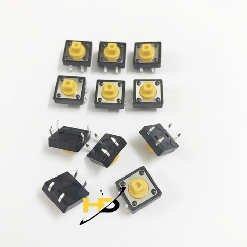 Nút Nhấn 4 Chân Kích Thước 12x12x7.3mm Màu Vàng Đen