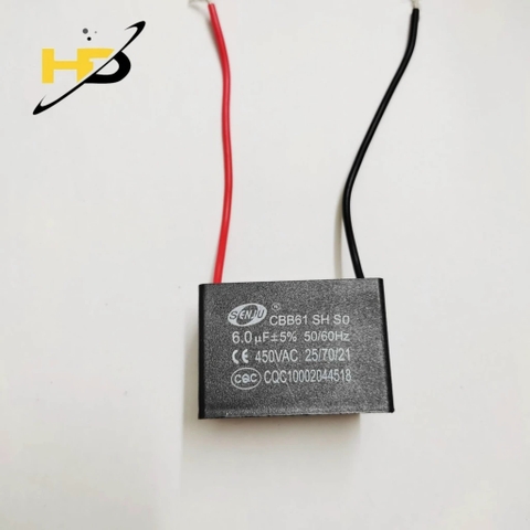 Tụ Quạt Điện CBB61 6uF 450VAC 5% SENJU Dây Loại Tốt