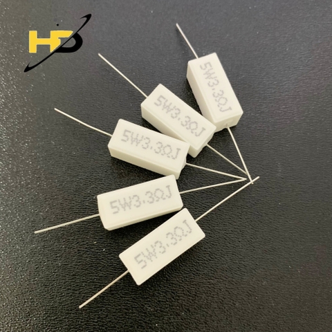 Điện Trở Sứ 3R3 5W Chân Cắm Sai Số 5%