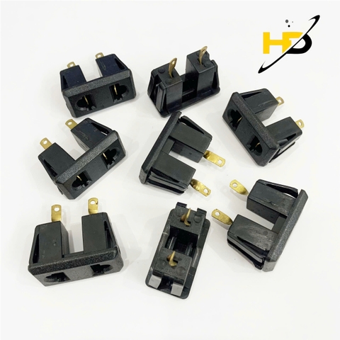 Ổ Cắm 2 Chấu Đồng 2 Lỗ Màu Đen Chống Cháy An Toàn