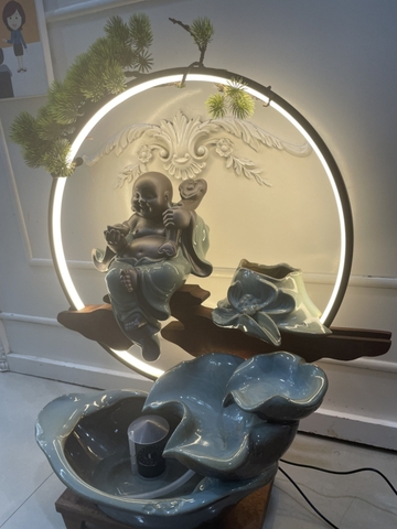 Thác Nước Phong Thủy Di Lặc Kích Thước To chất liệu Gốm Tráng Men Decor Trang Trí Nhà Cửa Phong Thủy, Tiểu Cảnh Sân Vườn và bị bị