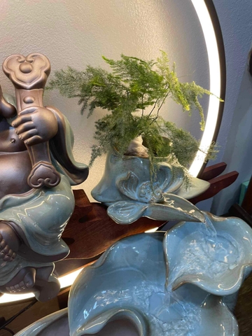 Thác Nước Phong Thủy Di Lặc Kích Thước To chất liệu Gốm Tráng Men Decor Trang Trí Nhà Cửa Phong Thủy, Tiểu Cảnh Sân Vườn và bị bị