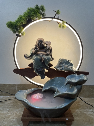 Thác Nước Phong Thủy Di Lặc Kích Thước To chất liệu Gốm Tráng Men Decor Trang Trí Nhà Cửa Phong Thủy, Tiểu Cảnh Sân Vườn và bị bị