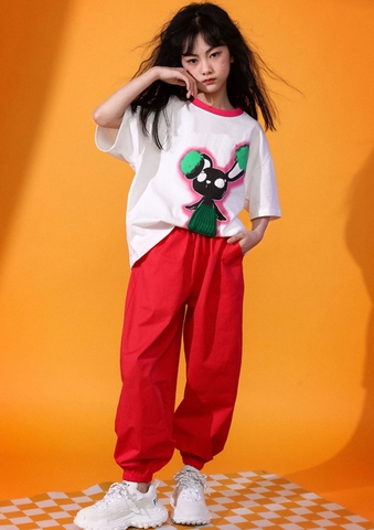 Áo phông trắng cổ viền hồng 3149