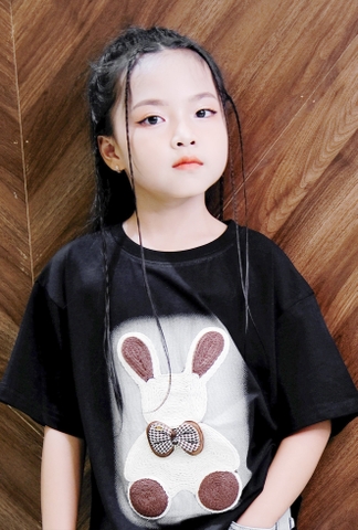 Áo phông đen thêu thỏ 3118