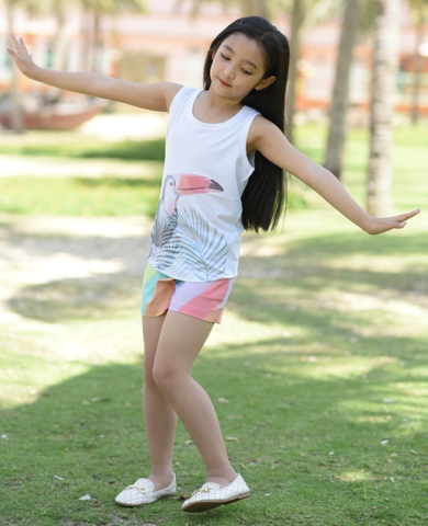 Áo ba lỗ in vẹt 2847 Trắng