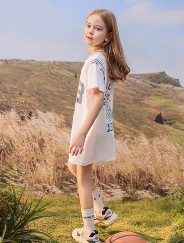 Váy polo trắng in chữ 3054