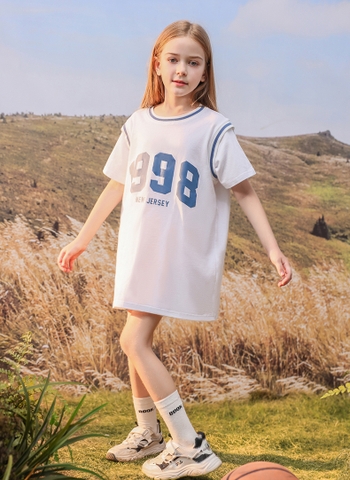 Váy polo trắng in chữ 3054