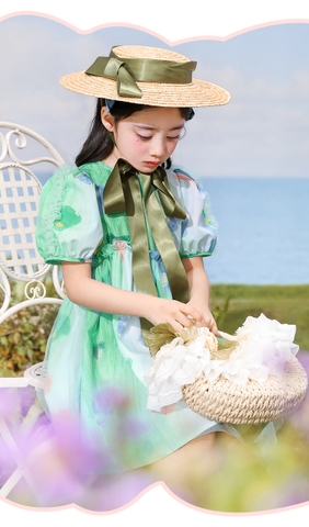 Váy xanh tay ôm họa tiết màu 3046