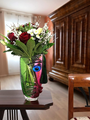 Aubaho  Antique Murano Style Glass Vase Face Glass 30 cm