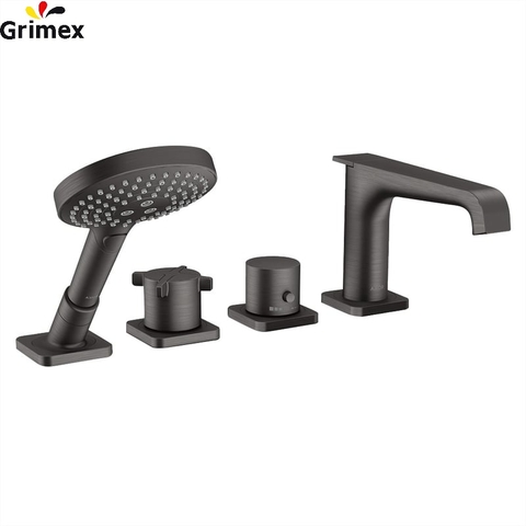 Vòi Bồn Tắm AXOR Citterio E Wannenrandarmatur, Thermostat schwarz chrom gebürstet 36411340