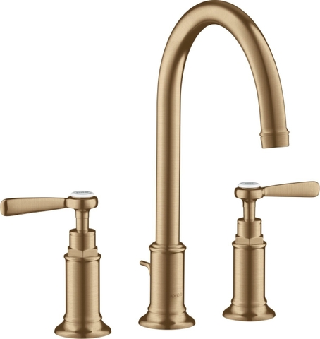 Vòi Lavabo Axor Montreux 3-hole basin mixer tap 180 lever handle with pop-up waste fitting, Brushed Bronze (mã 16514140)