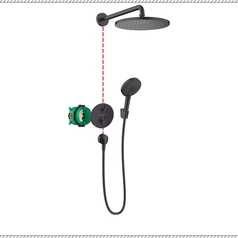 Bộ sen tắm âm tường Hansgrohe Croma 280 27961670 Matt Black