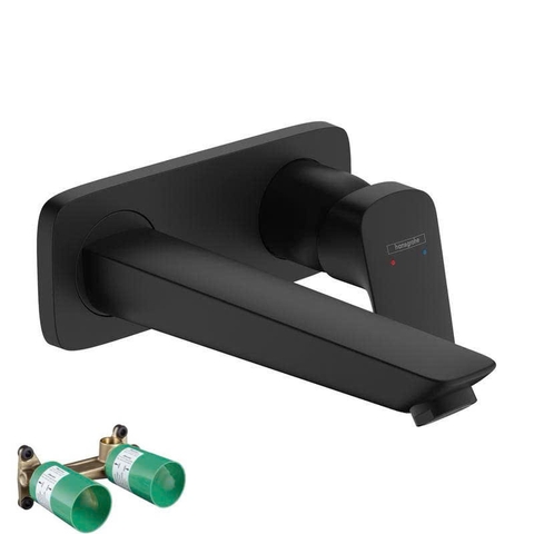 Combo vòi lavabo âm tường Hansgrohe Logis 71220670 Black matt + đế âm 13622180