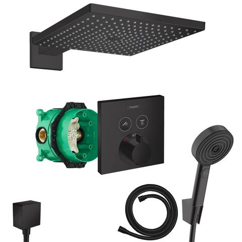 Combo Sen tắm âm tường Hansgrohe Raindance E 300 Matt Black