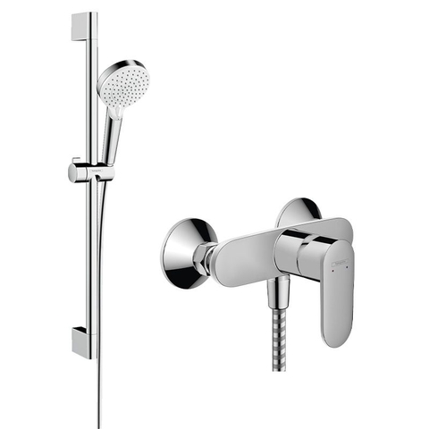 Bộ Sen Tắm Crometta 100 Vario Green 6 lít , Mạ Chrome Hansgrohe Vernis Blend Duscharmatur Set