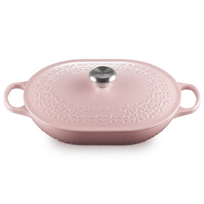 Nồi chảo oval Le Creuset Oblong Pink Fleur 31cm