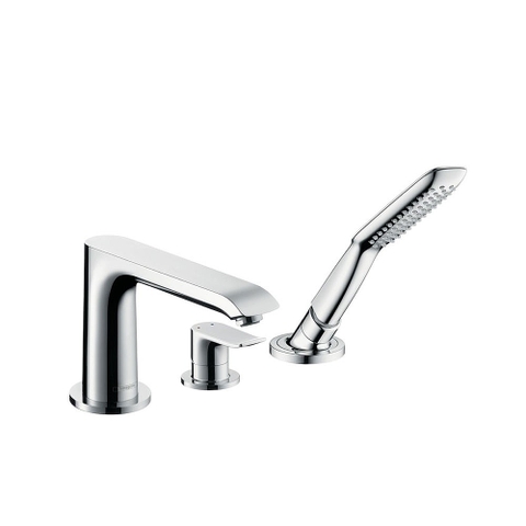 Vòi bồn tắm nóng lạnh Hansgrohe Metris 3 lỗ + đế âm cấp nước