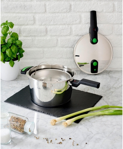 Nồi áp suất Fissler 4,5L Vitaquick Green xửng hấp