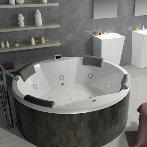 Bồn tắm massage tròn cao cấp RIHO Carmen runde Whirlwanne weiß/schwarz