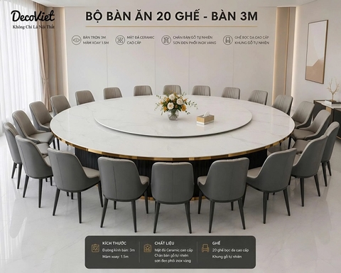 Bộ Bàn Ăn Tròn 20 Ghế Cao Cấp 2966S