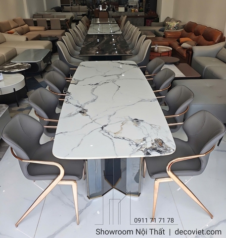 Bàn Ăn Cao Cấp Mặt Đá 2m6 8 Ghế 2870S