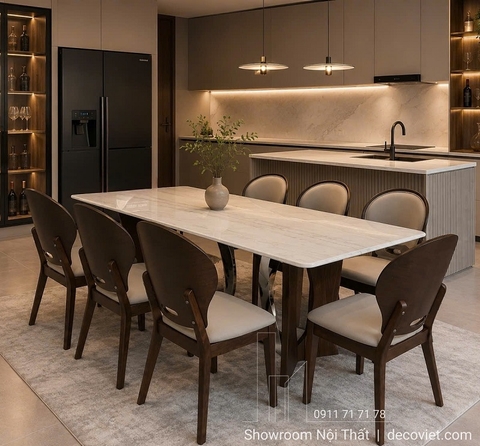 Bàn Ăn Chân Gỗ 6 Ghế 3018S