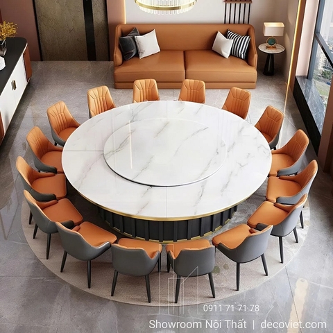 Bàn Ăn Tròn Mặt Đá 16 Ghế 2767S