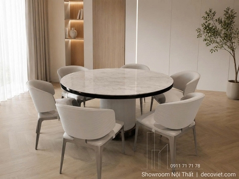 Bàn Tròn Chân Gỗ 6 Ghế 3035S