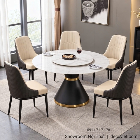 Bàn Tròn Xoay Mặt Đá 6 Ghế Giá Rẻ 3051S