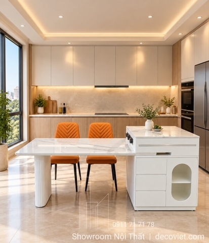 Bàn Đảo Kết Hợp Bàn Ăn Mặt Đá 2878S