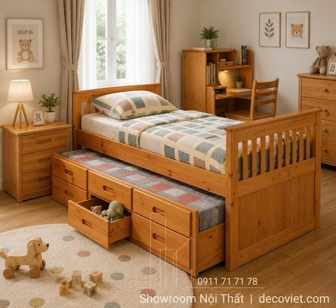 Giường Tầng Gỗ 407T – Vàng