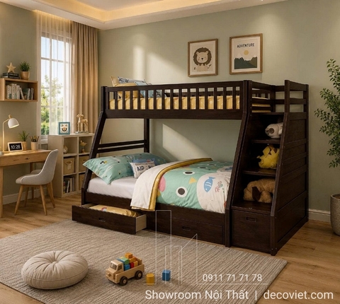 Giường Tầng Cho Bé 402T – Nâu