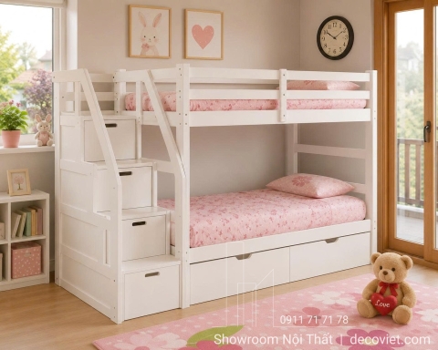 Giường Tầng Trẻ Em 403T – Trắng