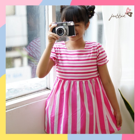 Đầm kids thun cotton phối kate - 84002