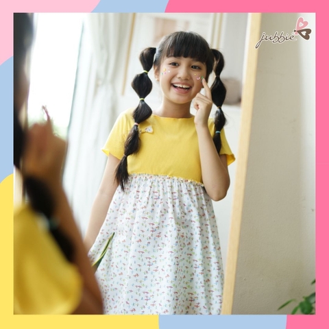 Đầm kids thun cotton phối kate - 84003