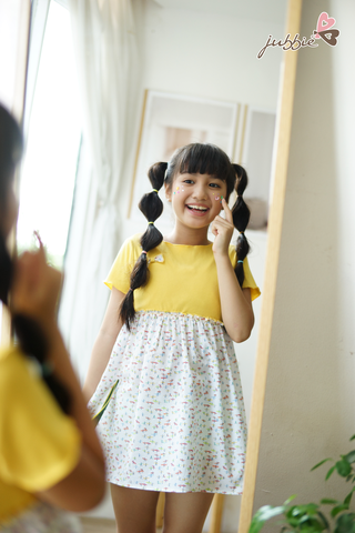 Đầm kids thun cotton phối kate - 84003