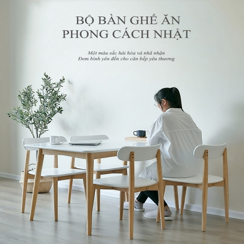 Bàn ghế ăn kiểu Nhật thiết kế đơn giản BA-006
