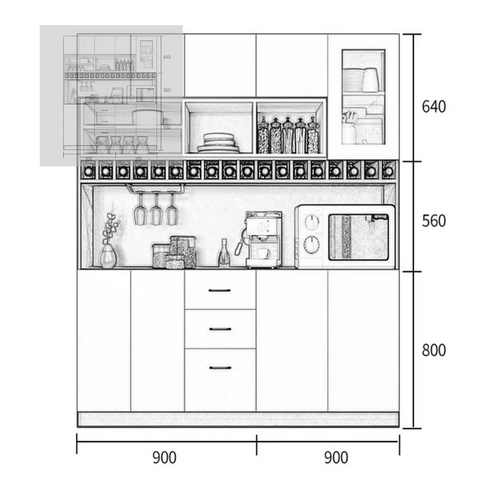 Tủ bếp gia đình thiết kế tiện dụng ZB-006