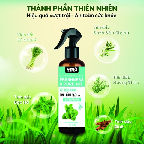 Xịt Thơm Phòng - Xua Đuổi Côn Trùng Hero - Hương Bạc Hà