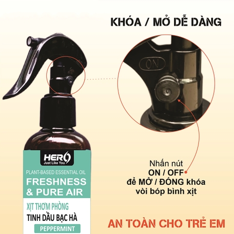 Xịt Thơm Phòng - Xua Đuổi Côn Trùng Hero - Hương Bạc Hà