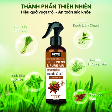 Xịt Thơm Phòng - Xua Đuổi Côn Trùng Hero - Hương Vỏ Quế